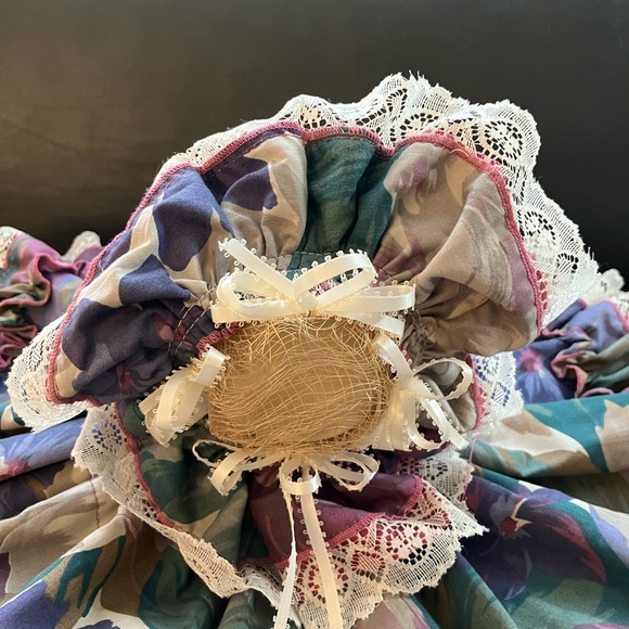 Vintage Teddy Bear Handmade Dress Lace Petticoat, Bonnet, Lace, Ribbon, Earrings - Picture 7 of 8